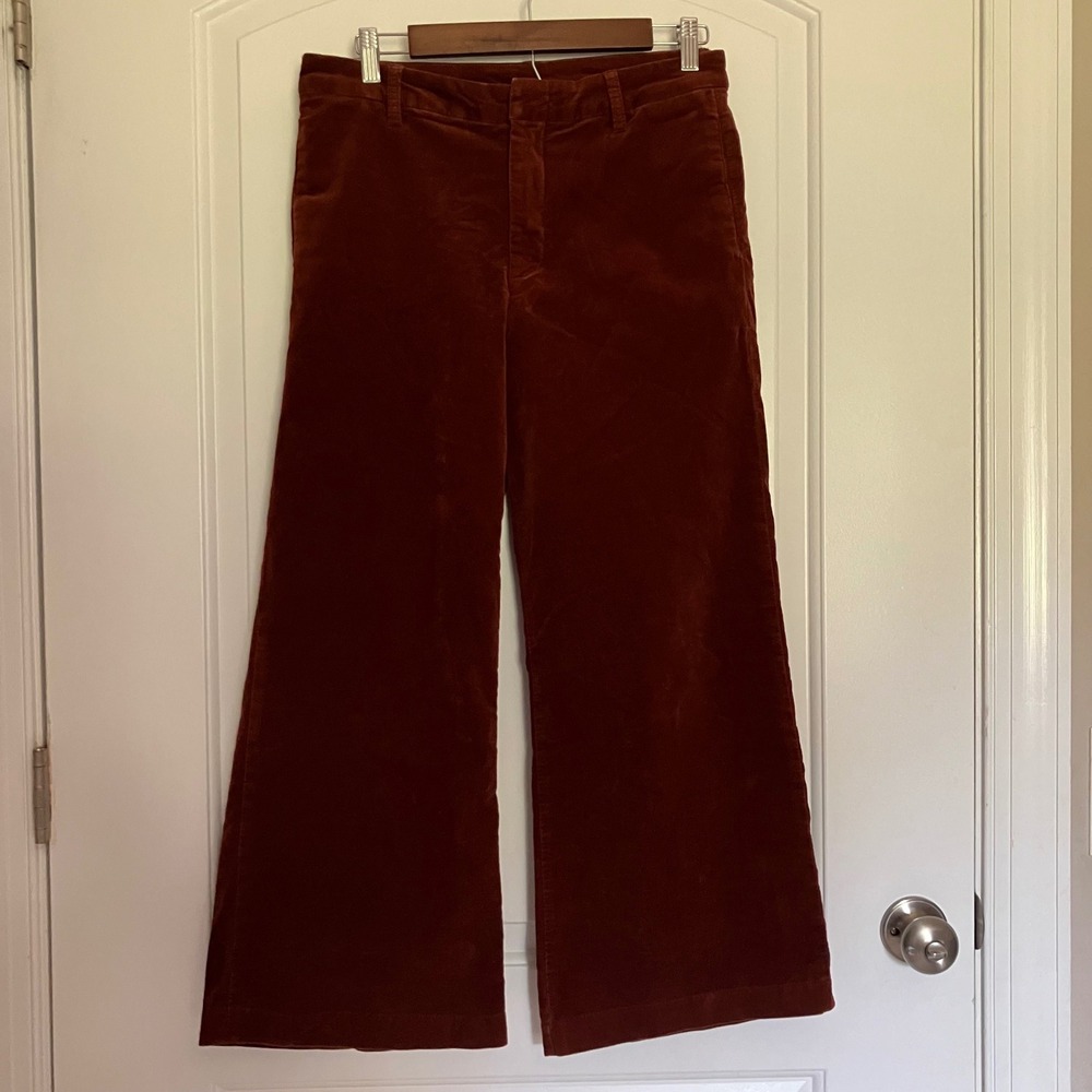 Kut from the Kloth Rust Brown Velvet Wide Leg Pants KB49101 Size 8